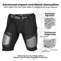 Men's Gladiator 5-Pad Football Girdle with Cup Pocket (Black)