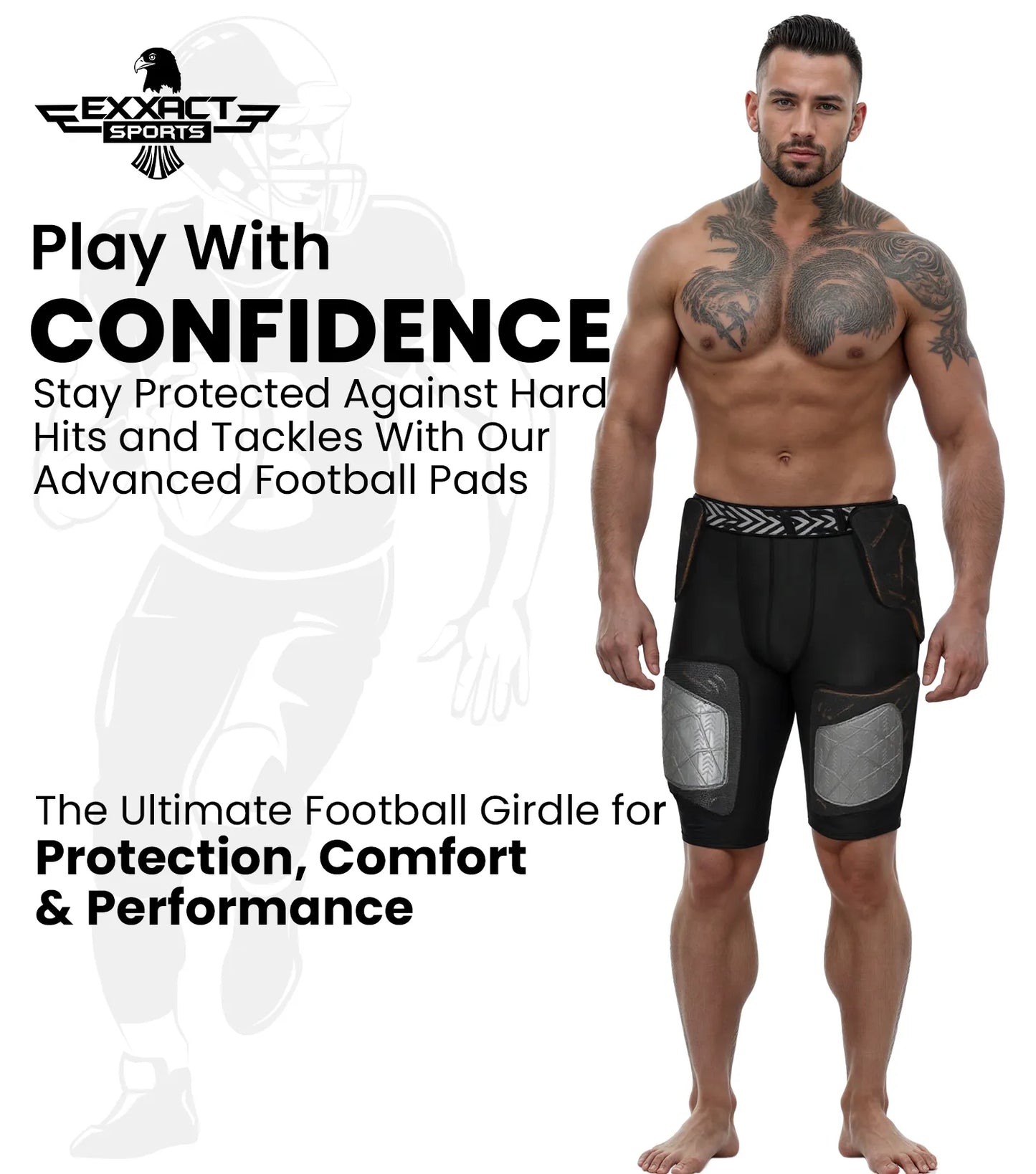 Men's Gladiator 5-Pad Football Girdle with Cup Pocket (Black)