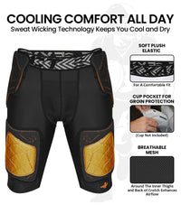 Men's Gladiator 5-Pad Football Girdle with Cup Pocket (Black Gold)
