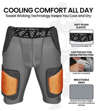 Men's Gladiator 5-Pad Football Girdle with Cup Pocket (Gray Bronze)