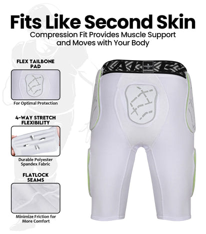 Men's Gladiator 5-Pad Football Girdle with Cup Pocket (White)