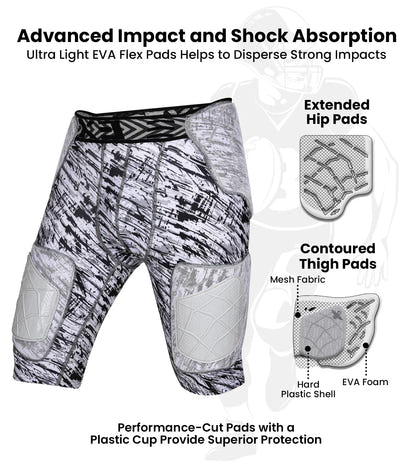 Men's Gladiator 5-Pad Football Girdle with Cup Pocket (Textured Camo)