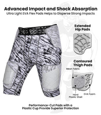 Men's Gladiator 5-Pad Football Girdle with Cup Pocket (Textured Camo)