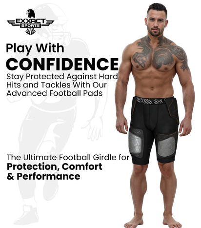 Men's Gladiator 5-Pad Football Girdle with Cup Pocket (Textured Camo)