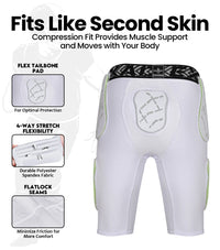 Men's Gladiator 5-Pad Football Girdle with Cup Pocket (White Bronze)