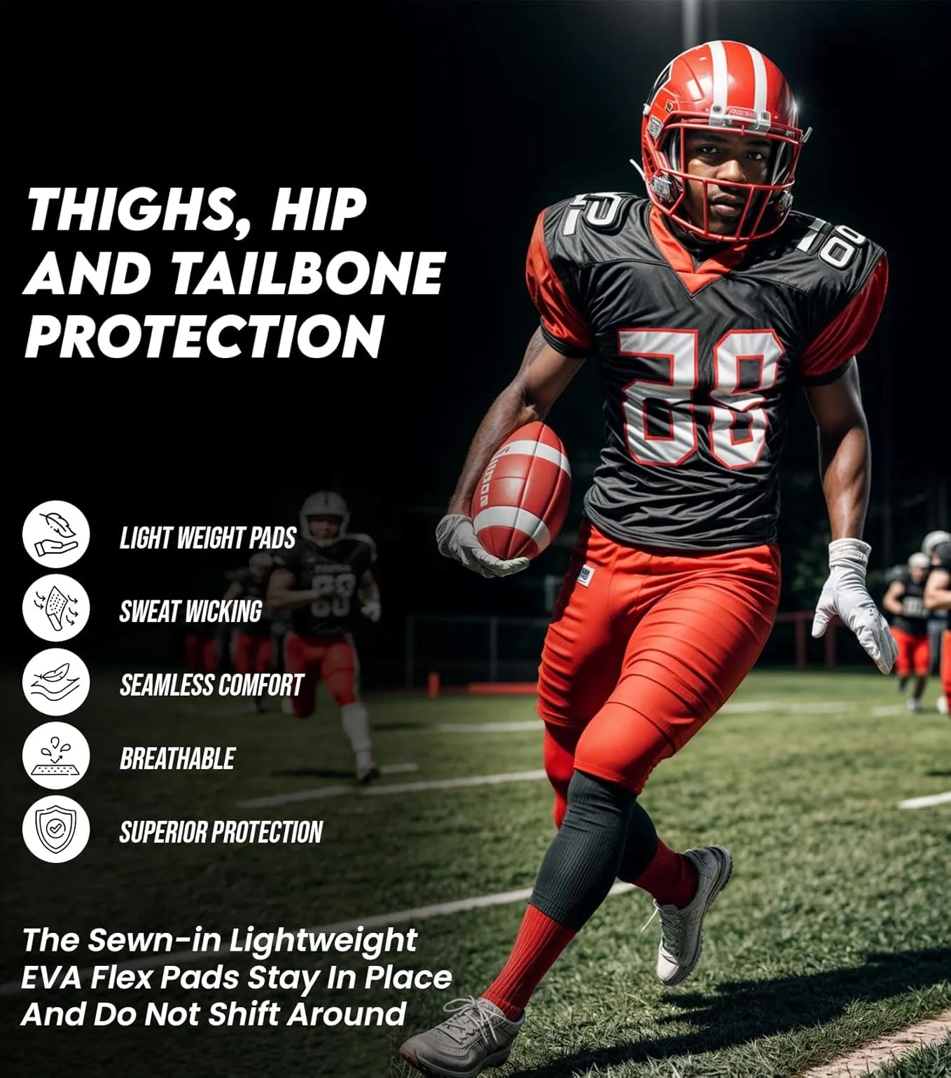 Proline Men's Integrated Football Pants with 7 Flex Pads Navy (Adult)