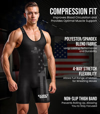Men's Patriot Wrestling Singlets (Black)