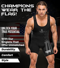 Men's Patriot Wrestling Singlets (Black)