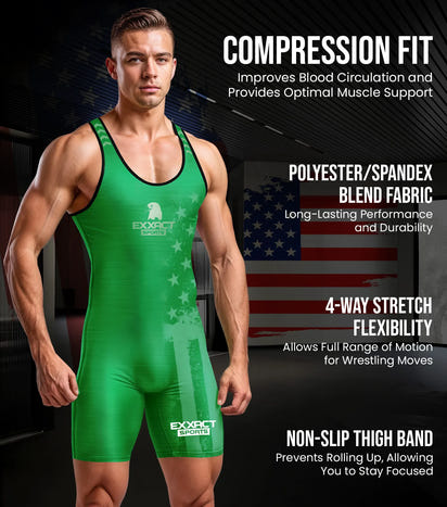 Men's Patriot Wrestling Singlets (Green)