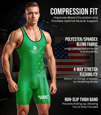 Men's Patriot Wrestling Singlets (Green)