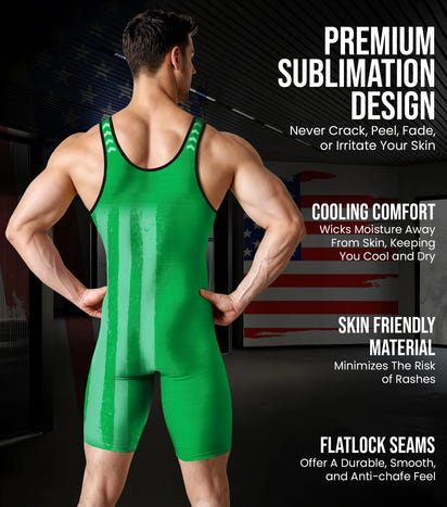 Men's Patriot Wrestling Singlets (Green)