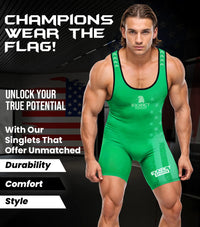 Men's Patriot Wrestling Singlets (Green)