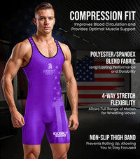 Men's Patriot Wrestling Singlets (Purple)