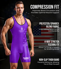 Men's Patriot Wrestling Singlets (Purple)
