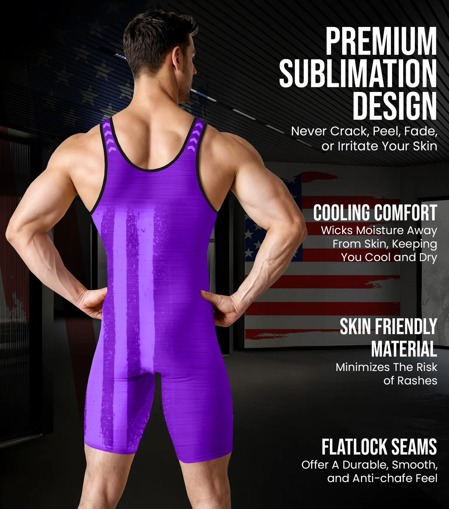 Men's Patriot Wrestling Singlets (Purple)