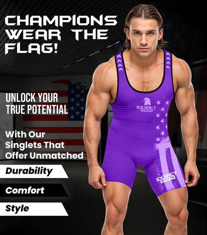 Men's Patriot Wrestling Singlets (Purple)