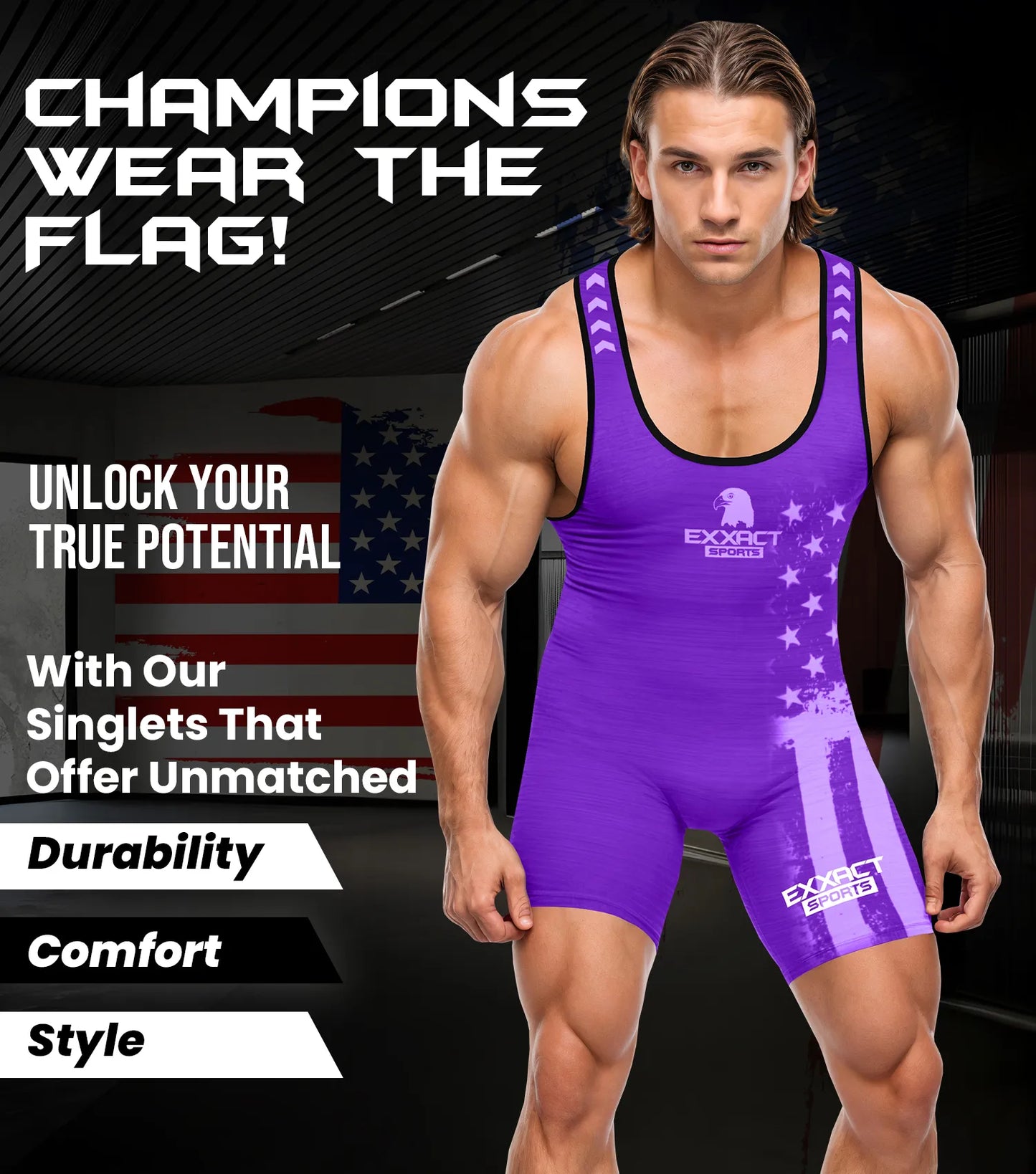 Men's Patriot Wrestling Singlets (Purple)
