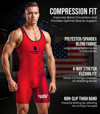 Men's Patriot Wrestling Singlets (Red)