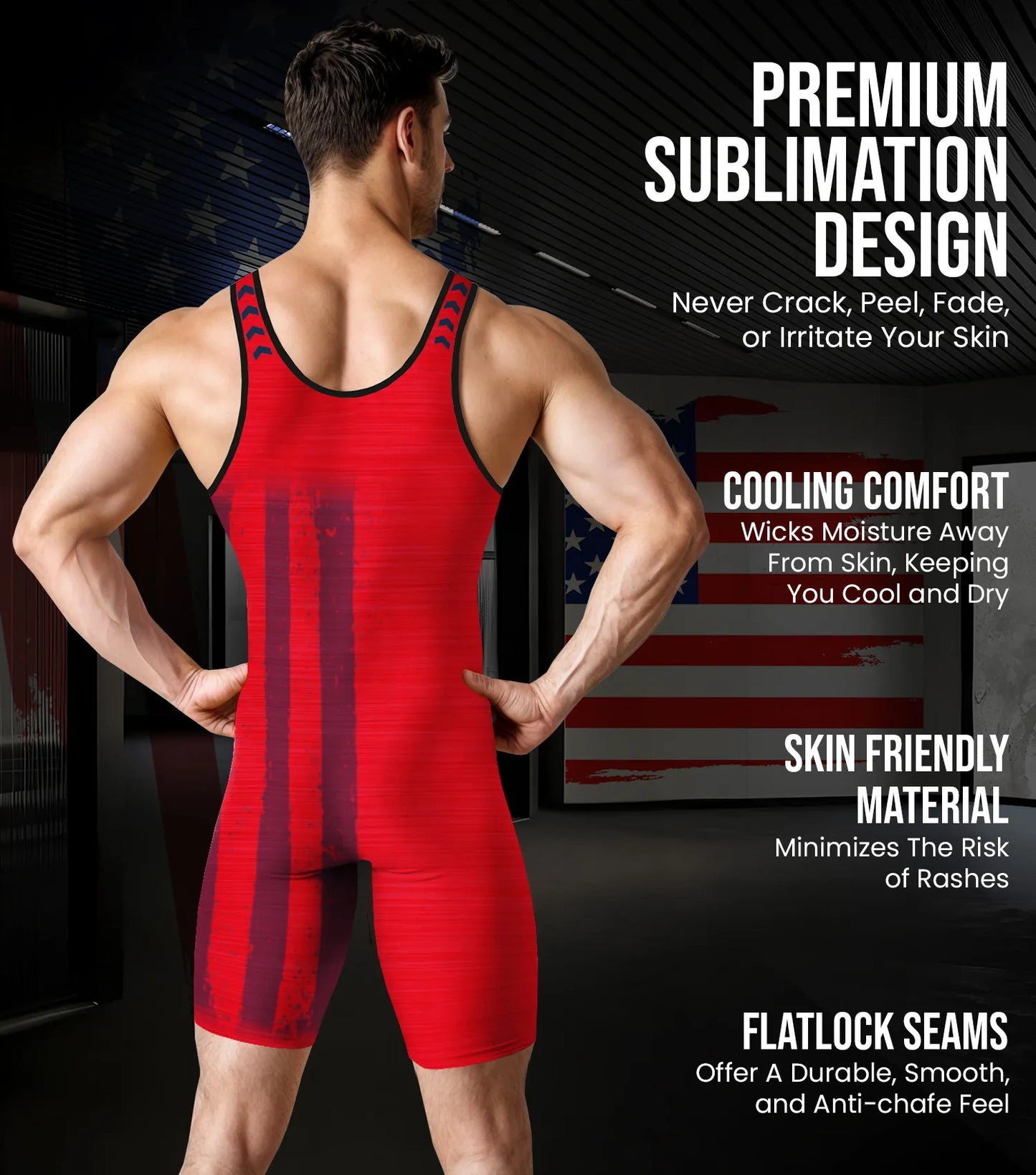 Men's Patriot Wrestling Singlets (Red)