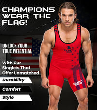Men's Patriot Wrestling Singlets (Red)