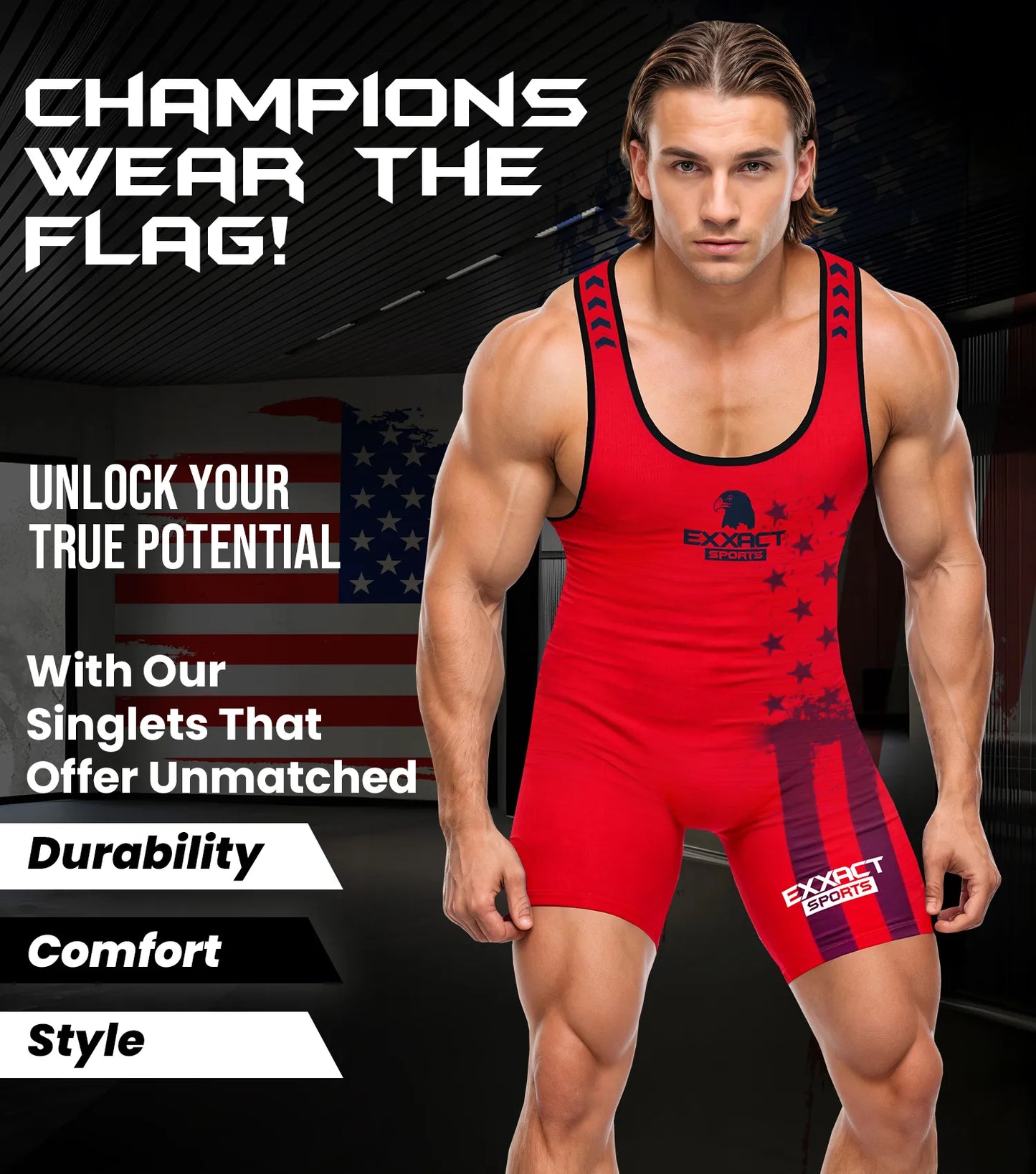 Men's Patriot Wrestling Singlets (Red)