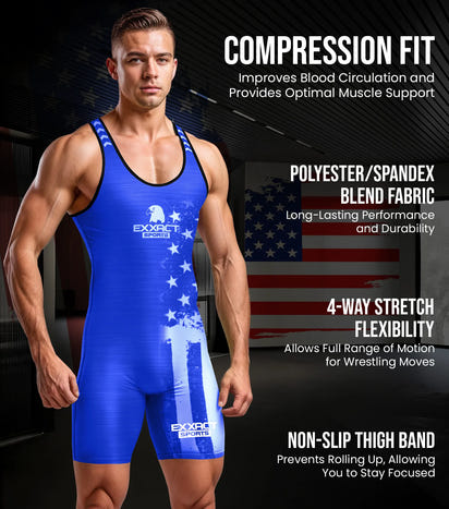 Men's Patriot Wrestling Singlets (Royal Blue)