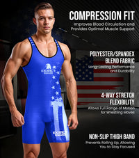 Men's Patriot Wrestling Singlets (Royal Blue)