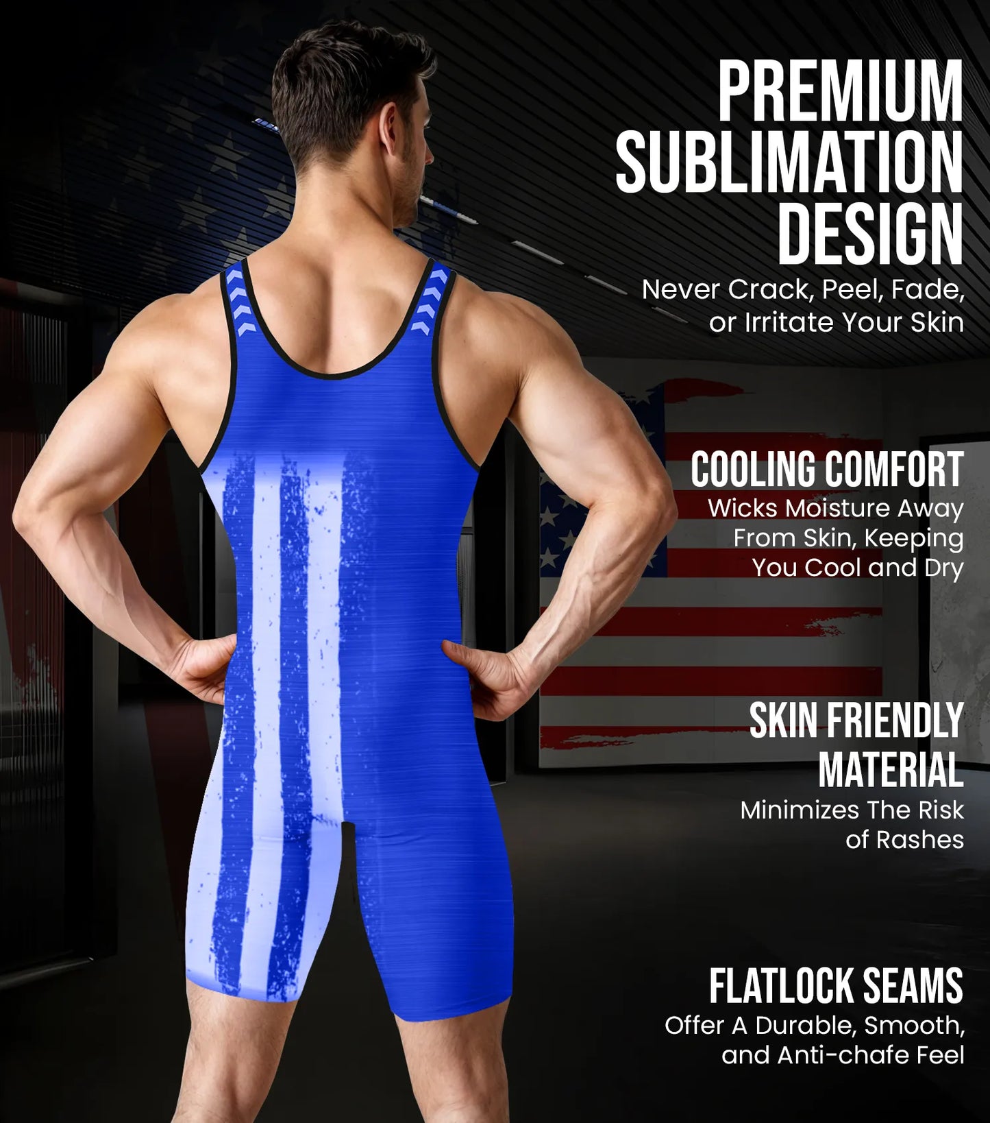 Men's Patriot Wrestling Singlets (Royal Blue)