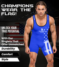 Men's Patriot Wrestling Singlets (Royal Blue)