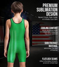 Boys Youth Patriot Wrestling Singlets (Green)