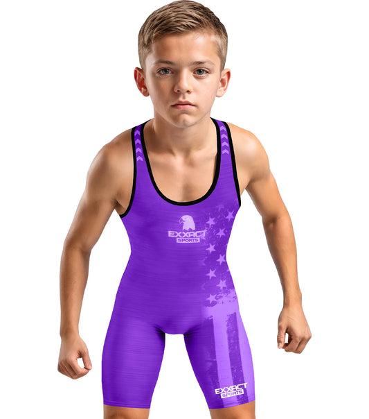 Boys Youth Patriot Wrestling Singlets (Purple)