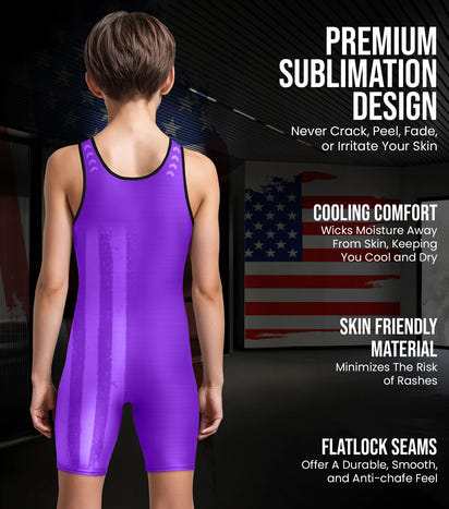 Boys Youth Patriot Wrestling Singlets (Purple)