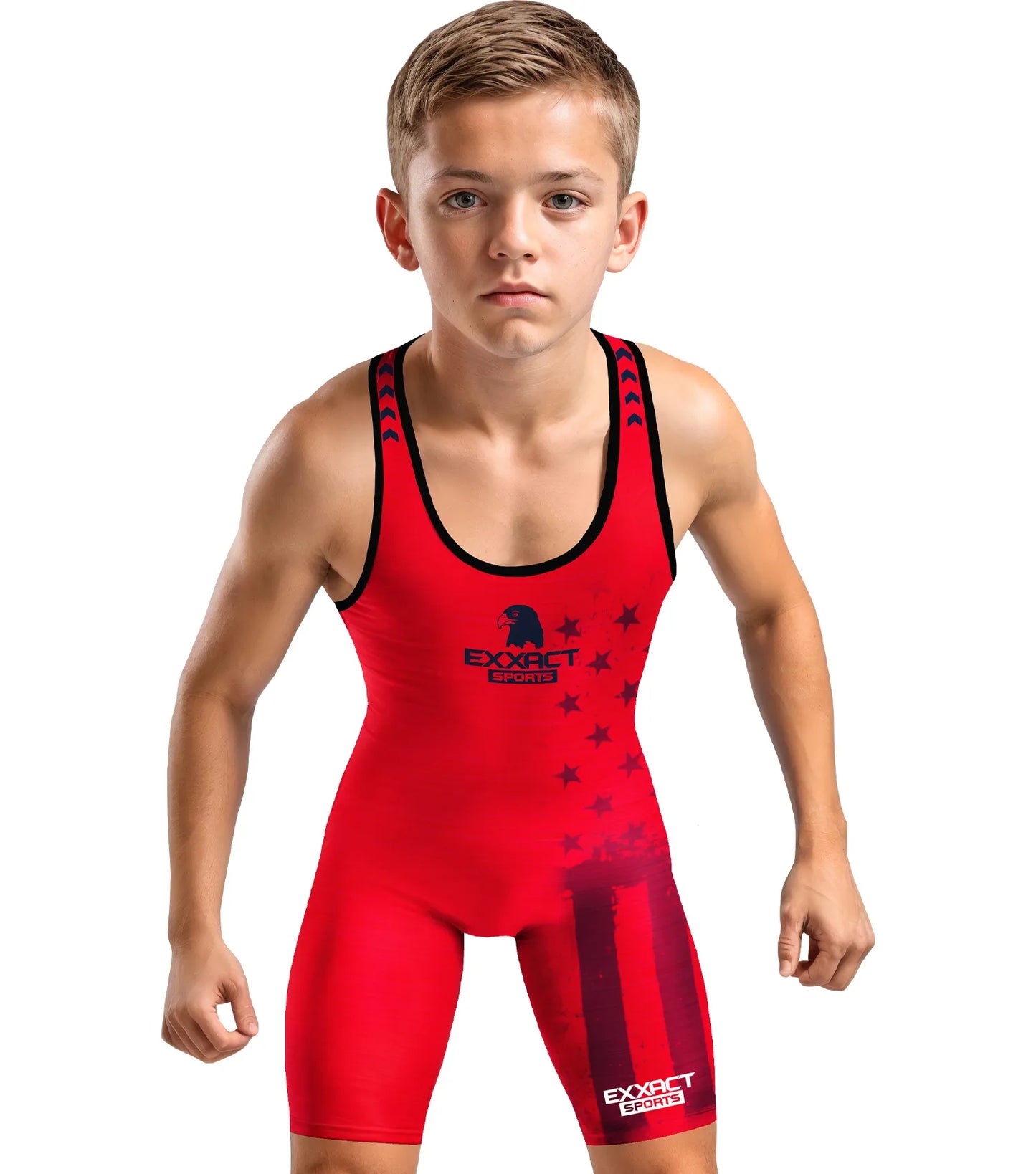 Boys Youth Patriot Wrestling Singlets (Red)