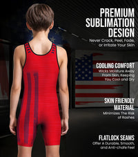 Boys Youth Patriot Wrestling Singlets (Red)