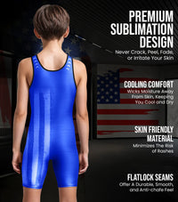 Boys Youth Patriot Wrestling Singlets (Royal Blue)