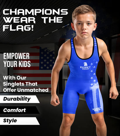 Boys Youth Patriot Wrestling Singlets (Royal Blue)