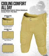 Proline Men's Integrated Football Pants with 7 Flex Pads Vegas Gold (Adult)