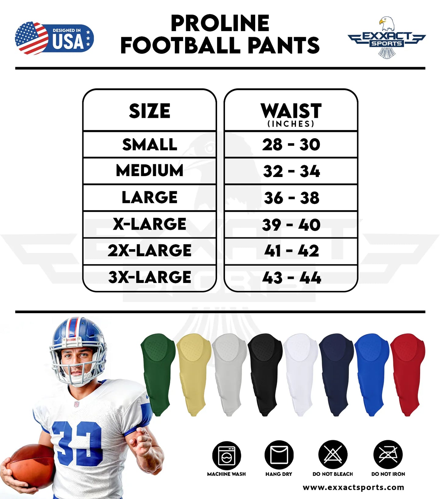 Proline Men's Integrated Football Pants with 7 Flex Pads Royal Blue (Adult)