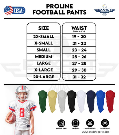 Proline Boys Integrated Football Pants with 7 Flex Pads Silver (Youth)