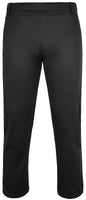 Pull-Up Boys Baseball Pants with Adjustable Drawstring, Full Length & Open Bottom (Black)