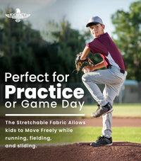 Pull-Up Boys Baseball Pants with Adjustable Drawstring, Full Length & Open Bottom (Black)