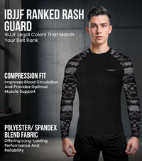 Men's Black Camo BJJ Rash Guard Long Sleeve