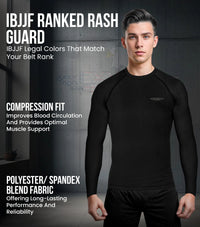 Men's Black BJJ Rash Guard Long Sleeve