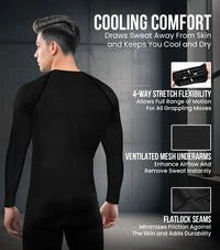 Men's Black BJJ Rash Guard Long Sleeve