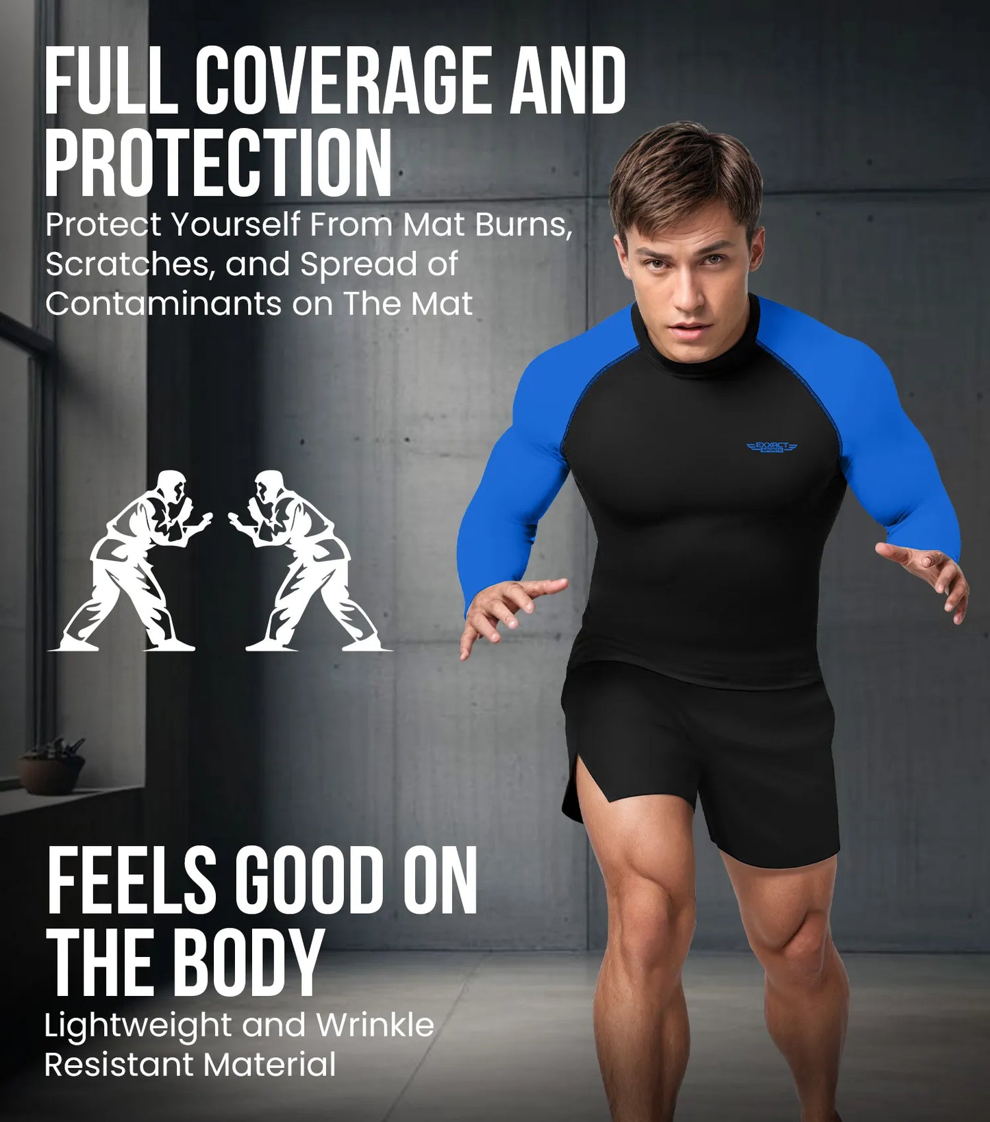 Men's Royal Blue BJJ Rash Guard Long Sleeve