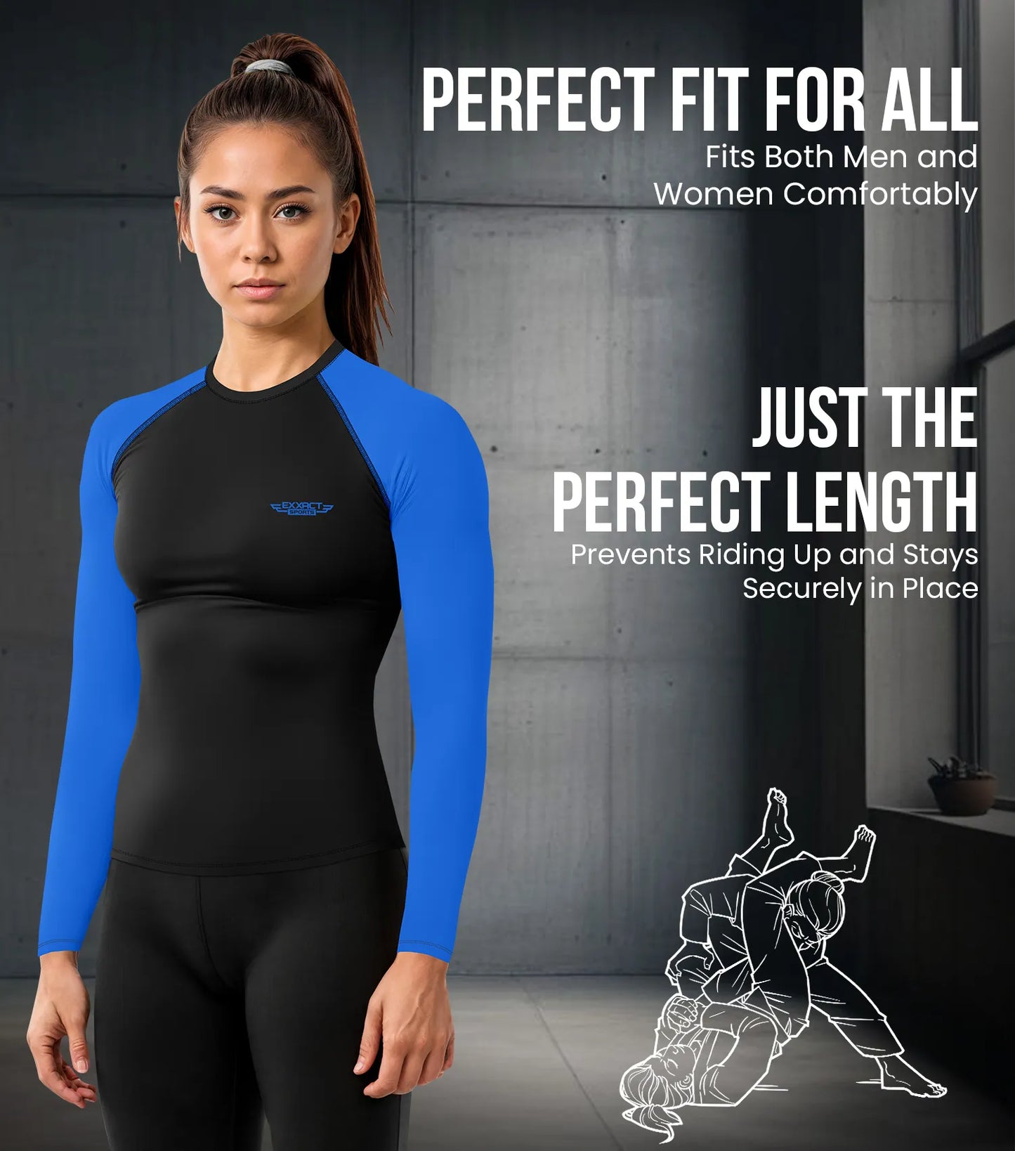 Men's Royal Blue BJJ Rash Guard Long Sleeve