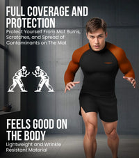 Men's Brown BJJ Rash Guard Long Sleeve