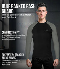 Men's Gray BJJ Rash Guard Long Sleeve