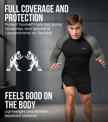 Men's Gray BJJ Rash Guard Long Sleeve