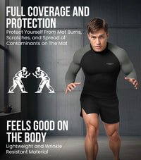 Men's Gray BJJ Rash Guard Long Sleeve